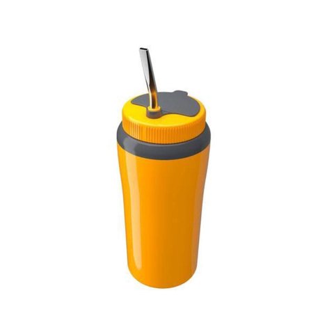 Copo Térmico Tererê Amarelo Cuia com Filtro e Bomba