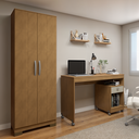 Ver imagem 1 de Conjunto Mesa para Computador Giga e Armário Multiuso 2 Portas Natal Cinamomo Off White Marrom
