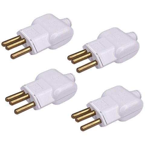 Kit 4 Plug Pino Macho Bipolar 2p + T 10a 250v Ilumi Cor:branco