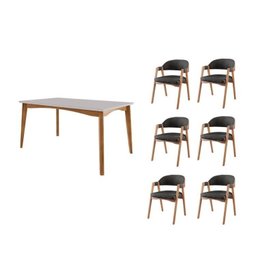 Conjunto Sala de Jantar com Tampo de Vidro Monalisa 6 Cadeiras Gaia - 2