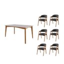 Ver imagem 2 de Conjunto Sala de Jantar com Tampo de Vidro Monalisa 6 Cadeiras Gaia Yescasa Bege/Mel Marrom/Off White/Preto