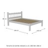 Cama Casal Madeira Maciça para Colchão 128/138X188cm Capri Multimóveis VCR4140 Branco - 2
