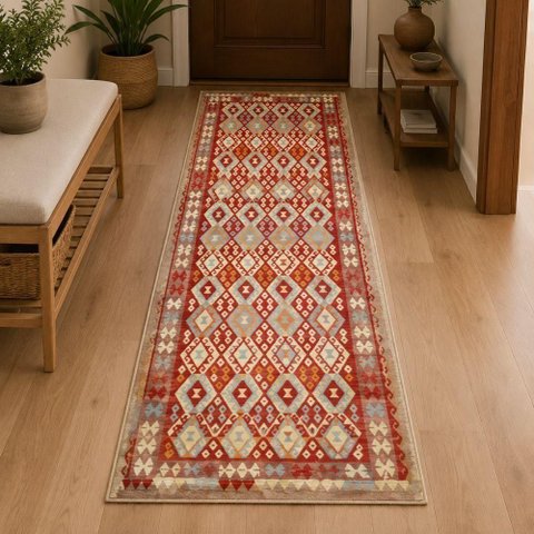 Passadeira Egipcio Lahore Kilim 01 Multi 0,70x2,120m Abdalla