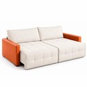 Ver imagem 1 de Sofá Retrátil Reclinável Living Cinema Linho/Corino 226cm Átrio – Paraná Metal:Off White