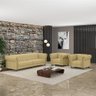Conjunto 1 Sofá Living 240cm e 2 Poltronas Stanford Chesterfield Pés Madeira Couro Bege G58 Gran - 1
