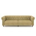 Ver imagem 3 de Conjunto 1 Sofá Living 240cm e 2 Poltronas Stanford Chesterfield Pés Madeira Couro Bege G58 Gran