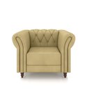 Ver imagem 2 de Conjunto 1 Sofá Living 240cm e 2 Poltronas Stanford Chesterfield Pés Madeira Couro Bege G58 Gran