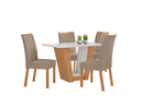 Ver imagem 1 de Conjunto Sala de Jantar Mesa Apogeu 120 Tampo Vidro Off White com 4 Cadeiras Apogeu - Lopas Amendoa