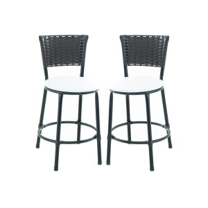 Kit 2 Banquetas Baixa de Cozinha Encosto Junco