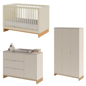 Quarto de Bebê Completo com Berço, Cômoda e Guarda-roupa Cubo