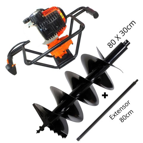 Perfurador de Solo Vulcan VPS520 Broca 80x30cm + Extensor de 80cm Ideal Para Instalações de Mour