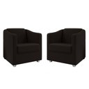 Ver imagem 1 de Kit 2 Poltronas Decorativa Ana Suede Marrom Pés Cromado - Pallazio