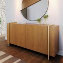 Ver imagem 1 de Buffet 4 Portas 160cm Copacabana Tubo Marrom/Freijó/Preto Fosco/T Dourado