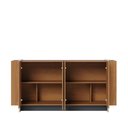 Ver imagem 3 de Buffet 4 Portas 160cm Copacabana Tubo Marrom/Freijó/Preto Fosco/T Dourado
