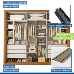 Guarda Roupa Casal Premium Ravena 242cm com Espelho 2 Portas com Espelho 1 Porta Ripada 6 Gavetas Espresso Móveis - 6 Guarda Roupa Casal Premium Ravena 242cm com Espelho 2 Portas com Espelho 1 Porta Ripada 6 Gavetas Espresso Móveis - 6