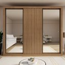 Ver imagem 1 de Guarda Roupa Casal Premium Ravena 242cm com Espelho 2 Portas com Espelho 1 Porta Ripada 6 Gavetas Espresso Móveis