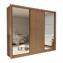 Guarda Roupa Casal Premium Ravena 242cm com Espelho 2 Portas com Espelho 1 Porta Ripada 6 Gavetas Espresso Móveis - 4 Guarda Roupa Casal Premium Ravena 242cm com Espelho 2 Portas com Espelho 1 Porta Ripada 6 Gavetas Espresso Móveis - 4