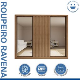 Guarda Roupa Casal Premium Ravena 242cm com Espelho 2 Portas com Espelho 1 Porta Ripada 6 Gavetas Espresso Móveis - 3 Guarda Roupa Casal Premium Ravena 242cm com Espelho 2 Portas com Espelho 1 Porta Ripada 6 Gavetas Espresso Móveis - 3