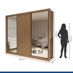 Guarda Roupa Casal Premium Ravena 242cm com Espelho 2 Portas com Espelho 1 Porta Ripada 6 Gavetas Espresso Móveis - 5 Guarda Roupa Casal Premium Ravena 242cm com Espelho 2 Portas com Espelho 1 Porta Ripada 6 Gavetas Espresso Móveis - 5