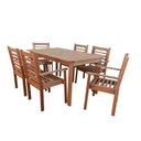 Ver imagem 2 de Conjunto Mesa Retangular e 6 Cadeiras Empilháveis Madeira Maciça Marrom