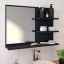 Ver imagem 2 de Espelheira Suspensa Prateleiras Organizadoras Espelho e Kit Banheiro 4 Peças Lavabo - Preto