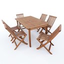 Ver imagem 2 de Conjunto Mesa 6 Lugares com Cadeiras Dobráveis de Madeira Maciça para Jardim e Varanda Marr