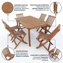 Ver imagem 4 de Conjunto Mesa 6 Lugares com Cadeiras Dobráveis de Madeira Maciça para Jardim e Varanda Marr