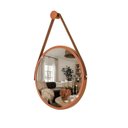 Ver imagem 3 de Kit 2 Espelhos Redondo Decorativo Suspenso Alça 60cm + Suporte Cobre Alça Caramelo