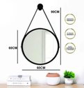 Ver imagem 5 de Kit 2 Espelhos Redondo Decorativo Suspenso Alça 60cm + Suporte Cobre Alça Caramelo