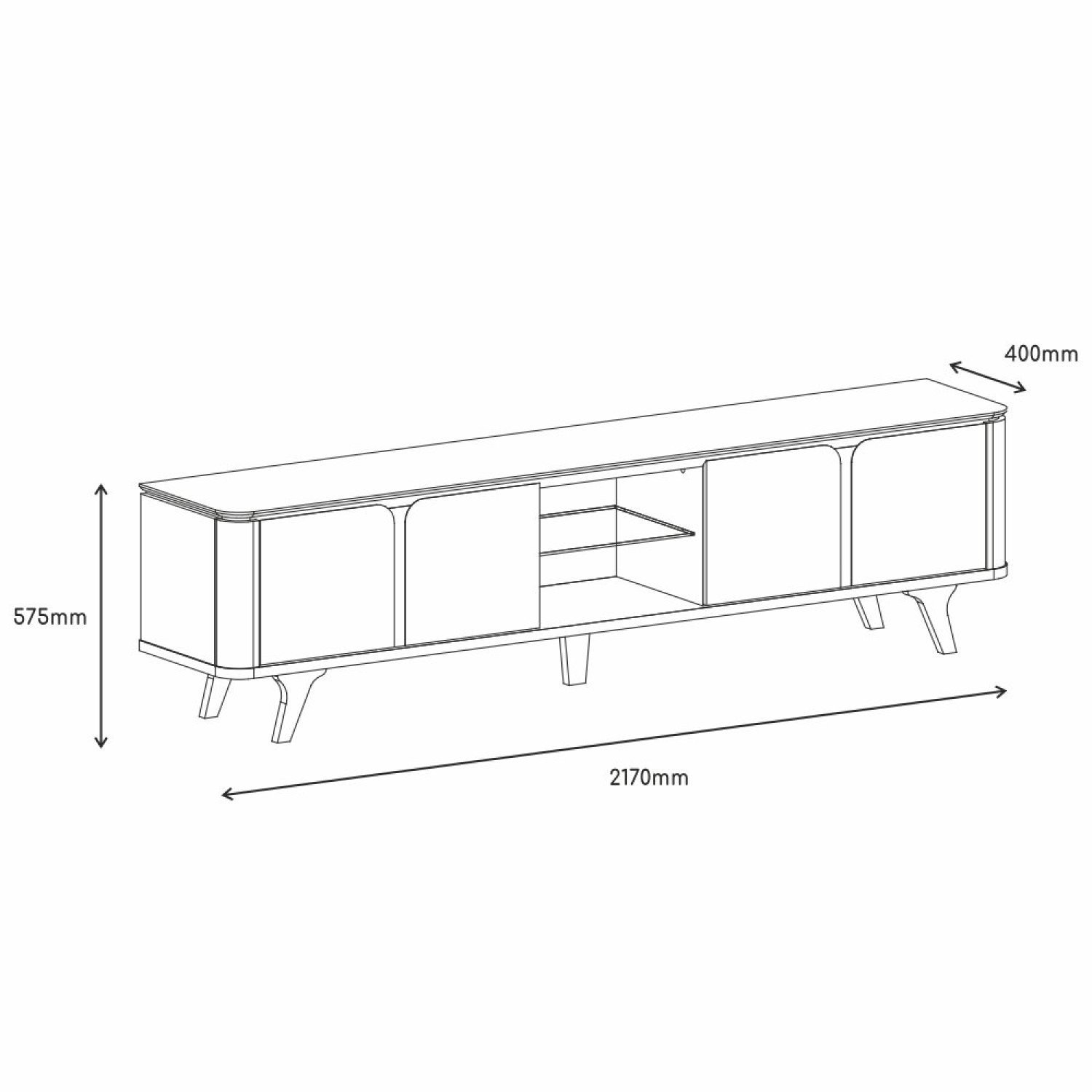 Rack para Tv até 60 Polegadas 217cm Cantos Curvos Roma - 3