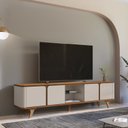 Ver imagem 1 de Rack para TV até 60 Polegadas 217cm Cantos Curvos e Pés Madeira Maciça Roma