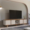 Ver imagem 1 de Rack para TV até 60 Polegadas MDF 217cm Pés em Madeira Maciça Cantos Curvos e Roma