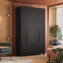 Ver imagem 6 de Guarda-Roupa Solteiro Ripado 4 Portas Dakota Preto/Ac