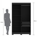 Ver imagem 3 de Guarda-Roupa Solteiro Ripado 4 Portas Dakota Preto/Ac