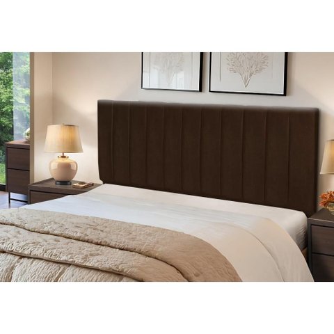 Cabeceira Estofados Casal King Quarto 1,95cm Lilian Suede Marrom Madelina Decor