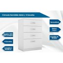 Ver imagem 2 de Cômoda Solteiro Astral c/ 4 Gavetas Branco - Demóbile