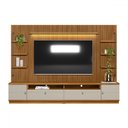 Ver imagem 2 de Estante para Tv até 75 Polegadas Ouro Preto 2 Portas com Led 268 Cm Nature/off White - Linea Brasil