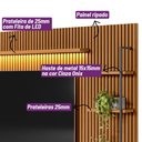 Ver imagem 4 de Estante para Tv até 75 Polegadas Ouro Preto 2 Portas com Led 268 Cm Nature/off White - Linea Brasil