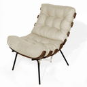 Ver imagem 1 de Poltrona Costela com Puff Luxo Base Ferro Fixa Linho Off White- Mabe Magazine
