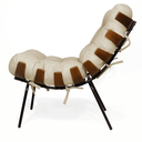 Ver imagem 3 de Poltrona Costela com Puff Luxo Base Ferro Fixa Linho Off White- Mabe Magazine