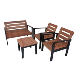 Conjunto para Jardim com 1 Sofá 2 Poltronas 1 Mesa de Centro Madeira Maciça Cairo Black - 2