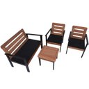Ver imagem 1 de Conjunto para Jardim com 1 Sofá 2 Poltronas 1 Mesa de Centro Madeira Maciça Cairo Black Yescasa Marrom