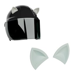 Orelhas de Gato para Capacete - Visual Diferenciado-moto/decoração/capacete/divertido/suporte-cinza - 1
