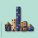 Ver imagem 1 de Casas e prédios - Quadro ou placa decorativa com 8 peças É DeCoração Quadros e placas decorativas 6m