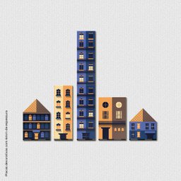 Casas e prédios - Quadro ou placa decorativa com 8 peças É DeCoração Quadros e placas decorativas 6m - 6