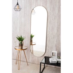 Espelho Decorativo Grande Oval com Moldura Metal Corpo Inteiro 170 X 70 Cm Industrial  - 1