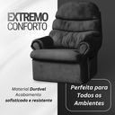 Ver imagem 2 de Poltrona do Papai Sala Decoração Descanso Reclinável Corino Conforto Suede Veludo Preto