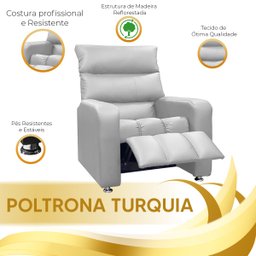Poltrona do Papai Reclinável Turquia - Sintético Branco Shop das Cabeceiras - 4