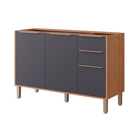 Gabinete de Cozinha Modulado Balcão Esplêndida com 3 Portas e 2 Gavetas sem Tampo 120cm Freijo-