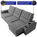 Ver imagem 6 de Sofá Retrátil e Reclinável 3,65m Arena com Molas Ensacadas e Carregador USB-C Boucle Cinza Escuro